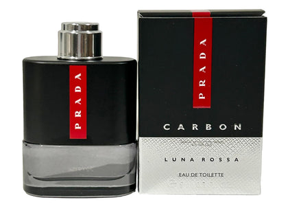 Prada Luna Rossa Carbon mini front packaging showing brand clarity and travel convenience