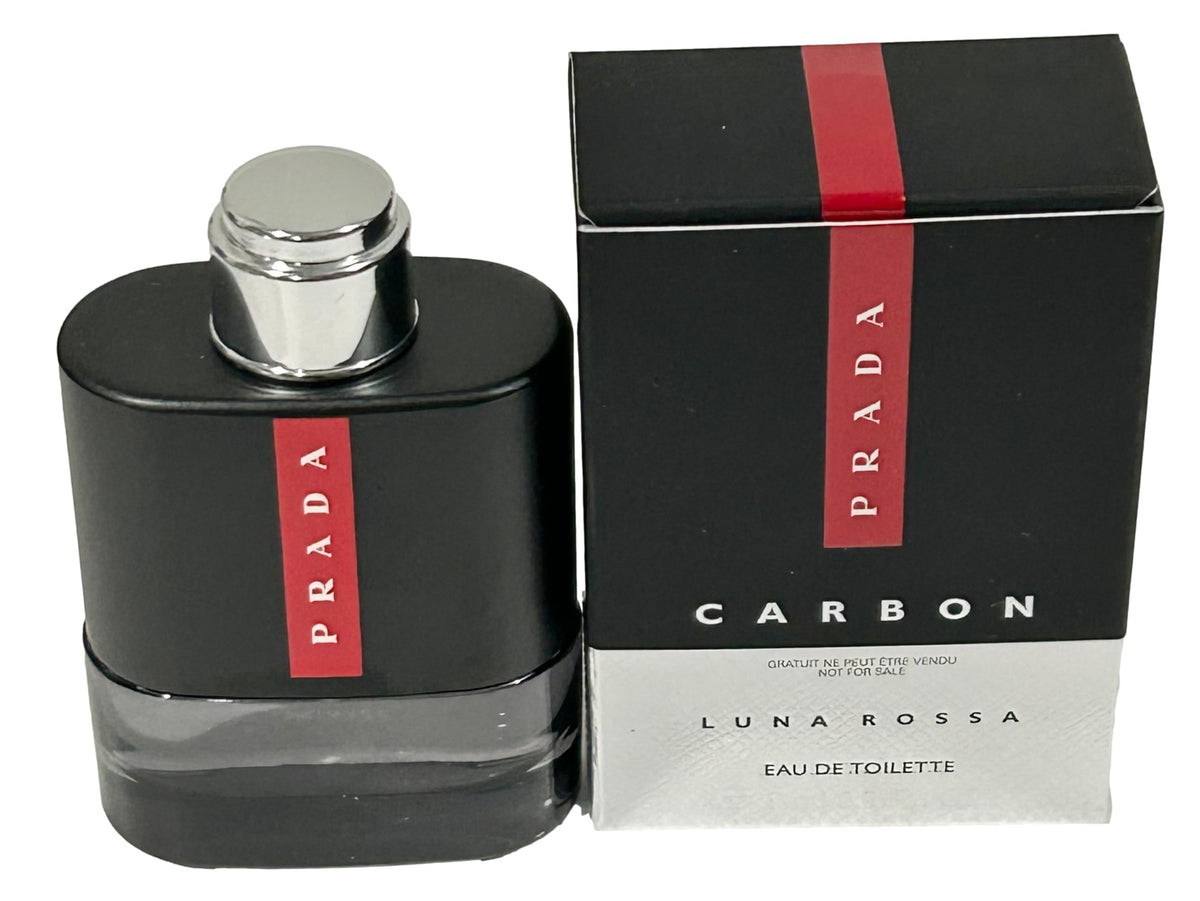 Prada Luna Rossa Carbon mini held in hand demonstrating small size for travel