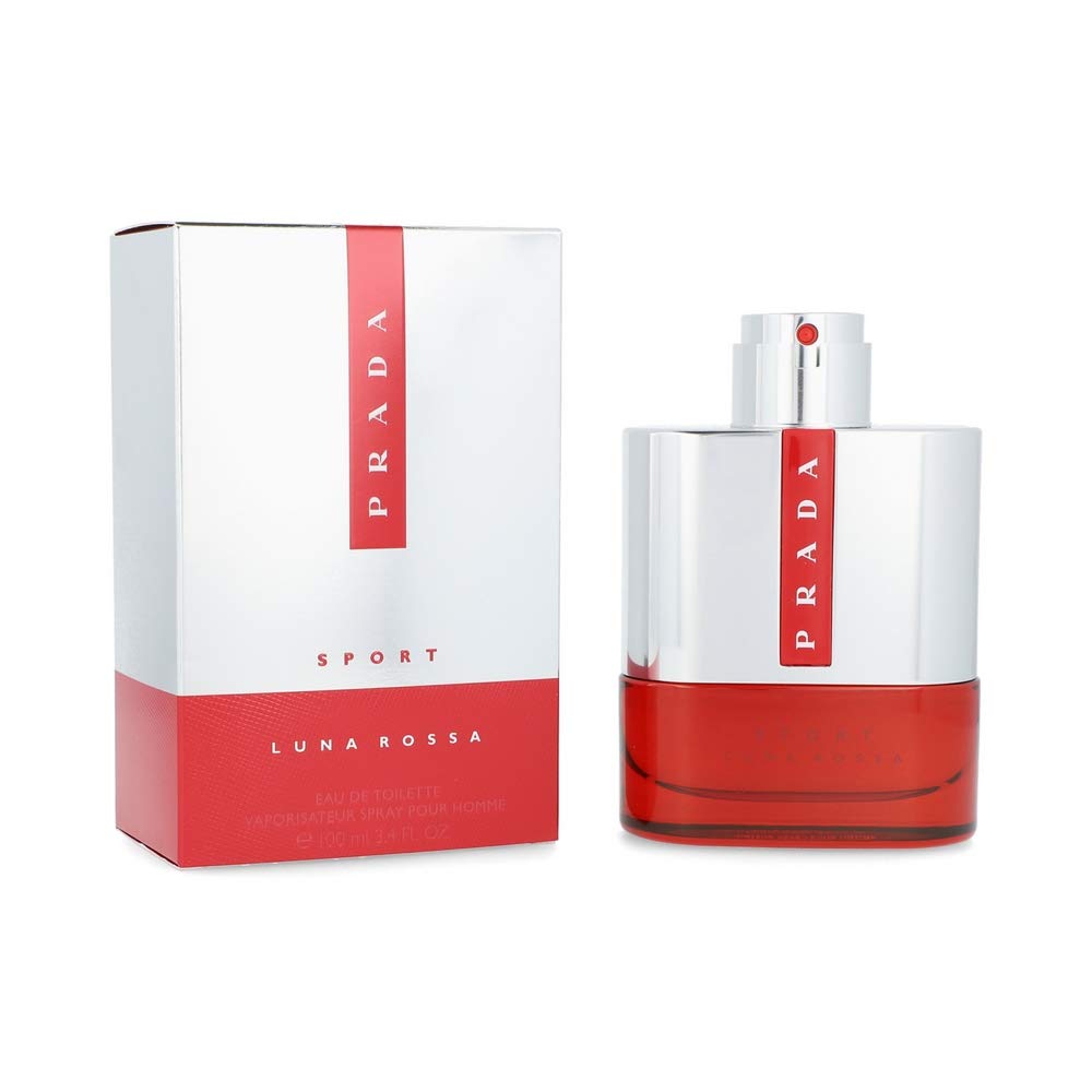Prada Luna Rossa Sport front bottle view showing sleek design and portability for everyday use