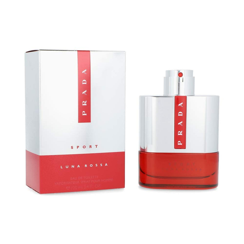 Prada Luna Rossa Sport front bottle view showing sleek design and portability for everyday use