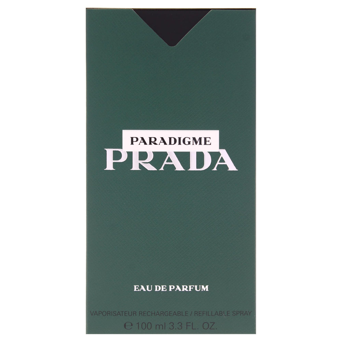 Prada Paradigme bottle in hand to show 3.3 oz scale and everyday carry convenience