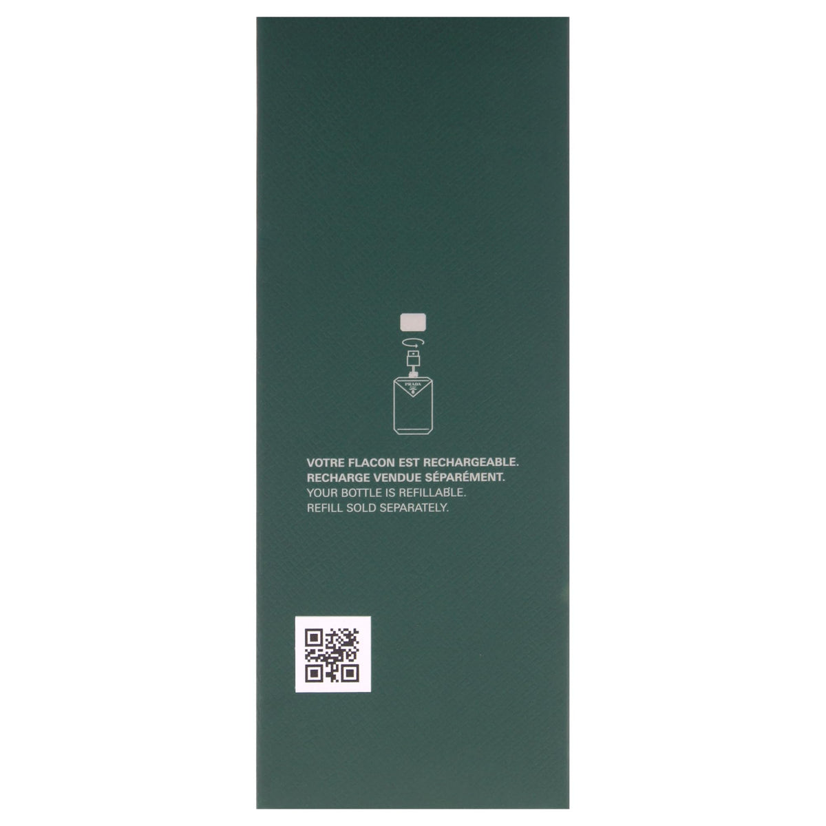 Prada Paradigme side label view showing product info and assurance of authenticity