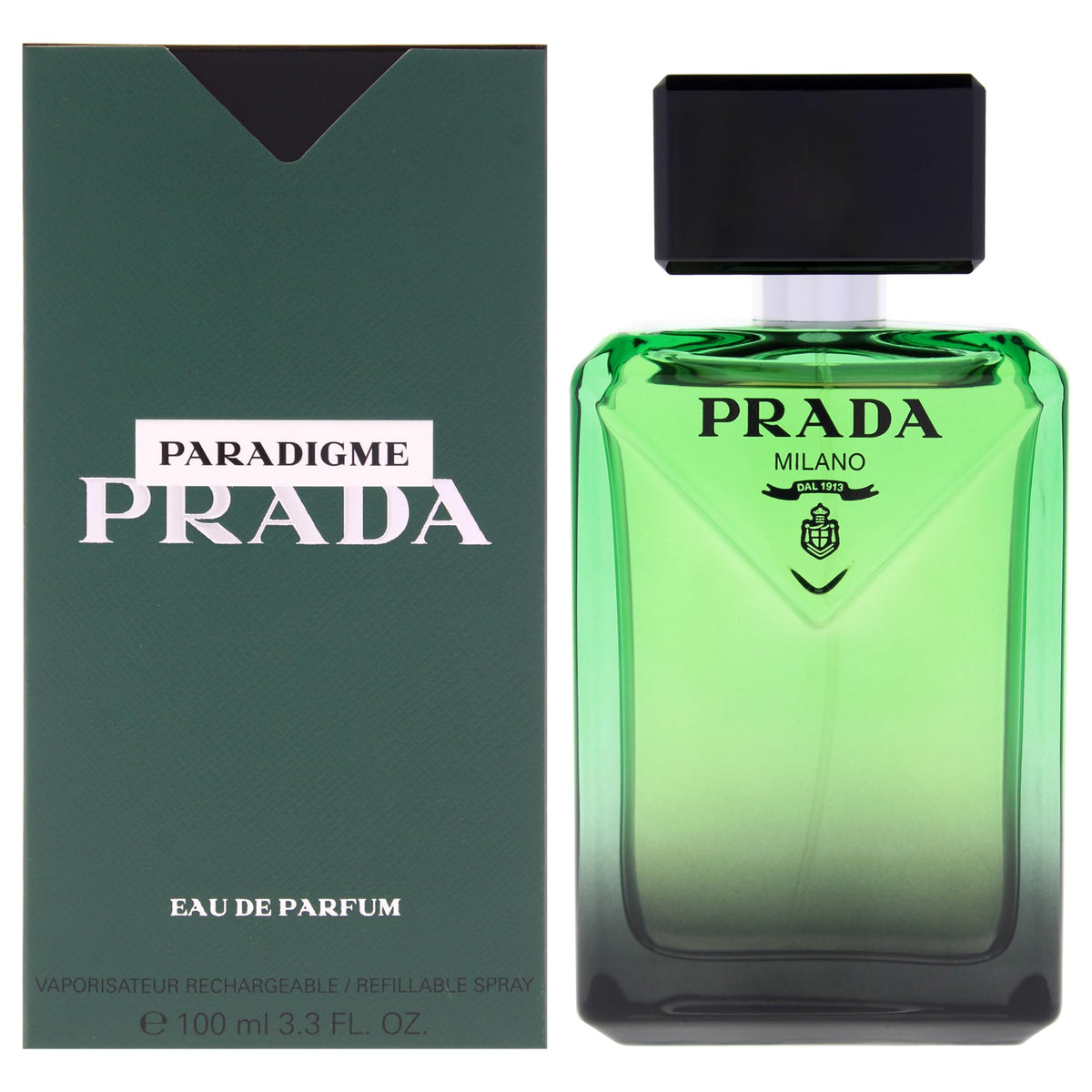 Prada Paradigme front view of the bottle showing elegant design and brand prestige