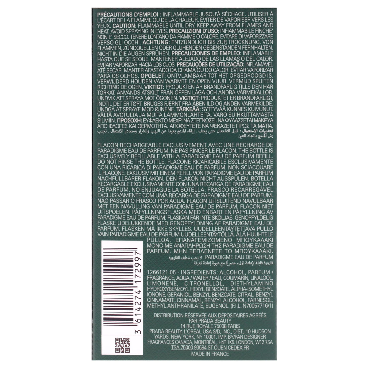 Prada Paradigme atomizer mist texture illustrating soft diffusion and refined sillage