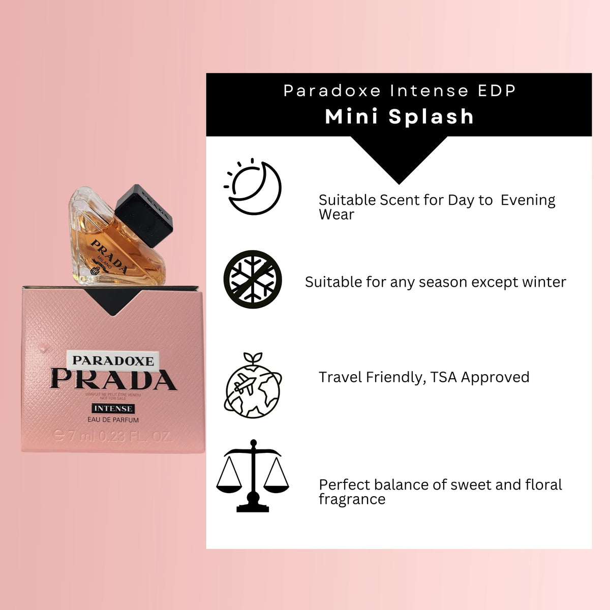 Prada Paradoxe Intense bottle detail highlighting texture and refined finish benefit