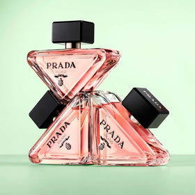 Prada Paradoxe packaging box showing branded exterior and refill info for sustainable use