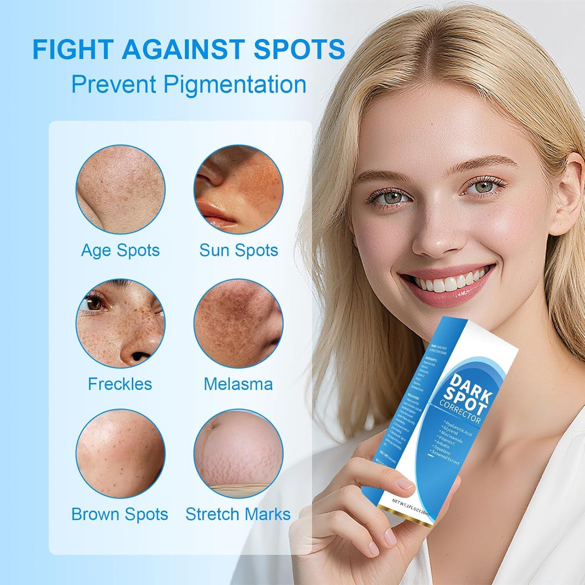 Praiveue applying serum on underarm and knee demonstrating multi-area use