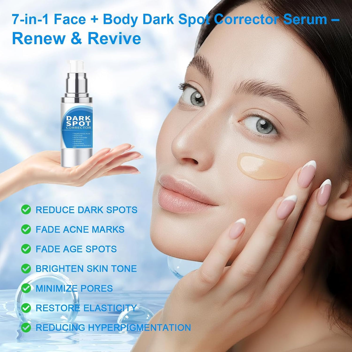 Praiveue bottle beside centella and vitamin C highlighting soothing antioxidants