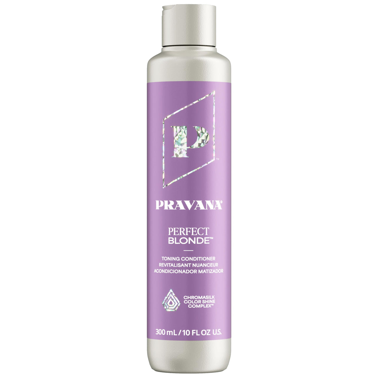Pravana front packaging showing the purple toning conditioner and benefits