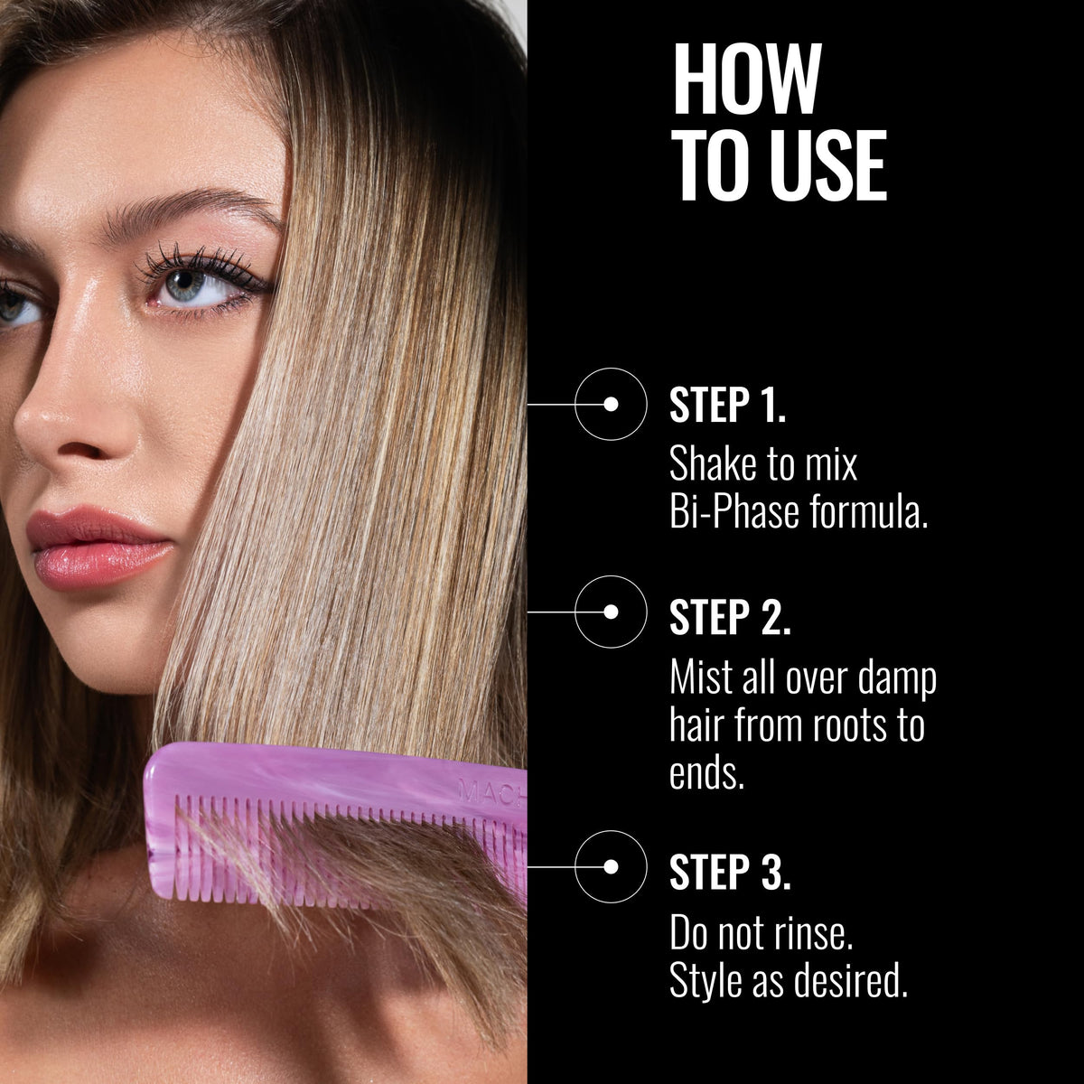 PRAVANA bottle held in hand showing 10.1 fl oz scale and travel-friendly benefit