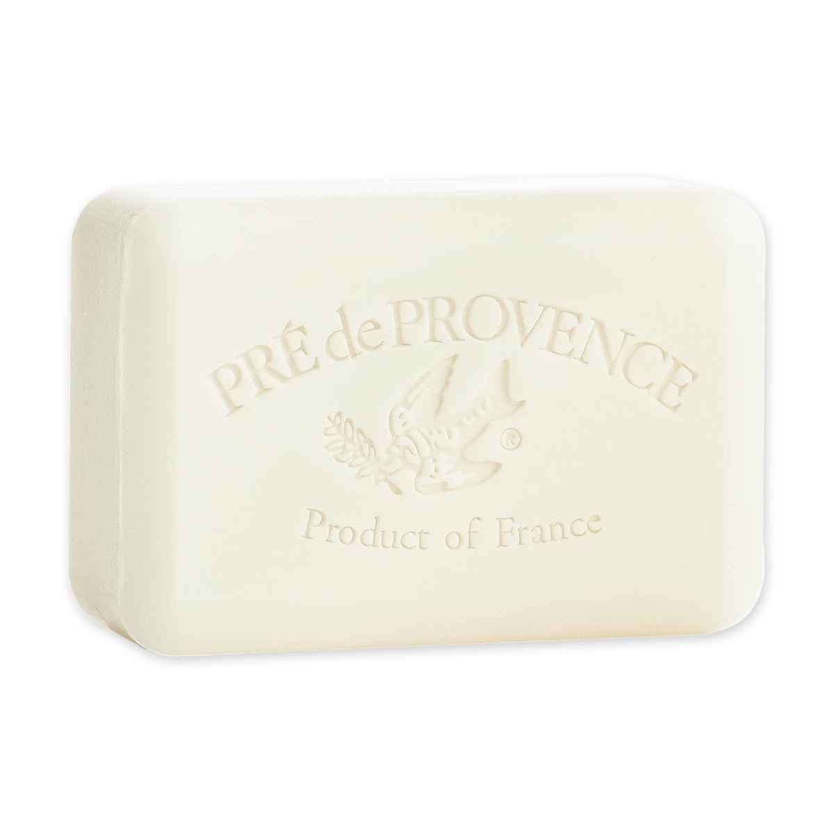 Pre de Provence front packaging showing milk scent and weight, elegant presentation benefit