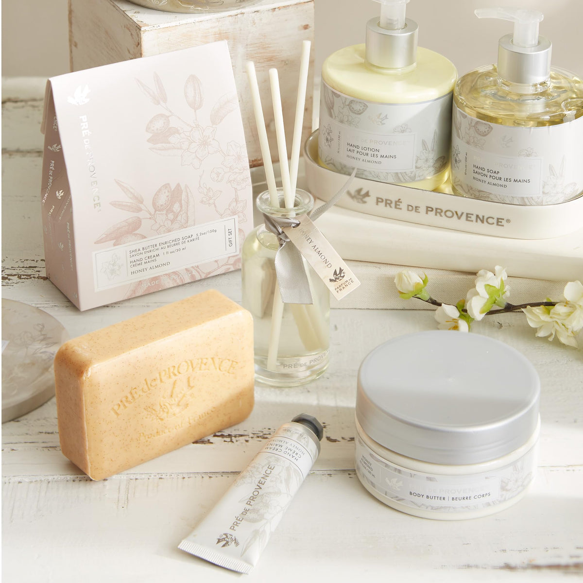 Pre de Provence soap styled in bathroom showing fragrant decor and hospitality benefit
