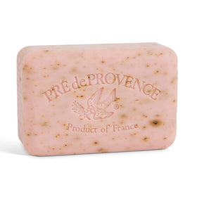 Pre de Provence front packaging showing elegant rose petal soap benefits