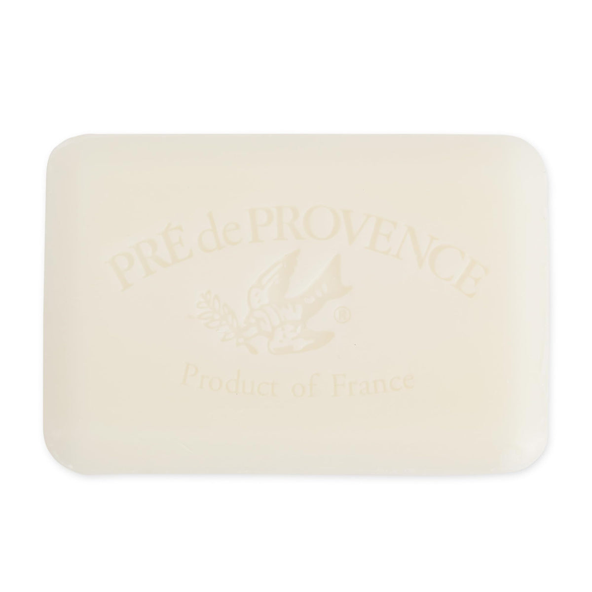 Pre de Provence large soap bar on neutral background, highlights long-lasting size benefit