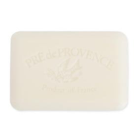Pre de Provence large soap bar on neutral background, highlights long-lasting size benefit