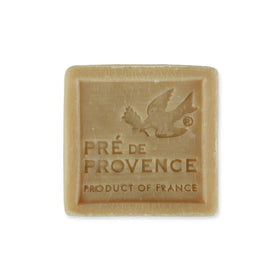 Pre de Provence soap cube close-up texture highlighting dense natural lather and long-lasting quality