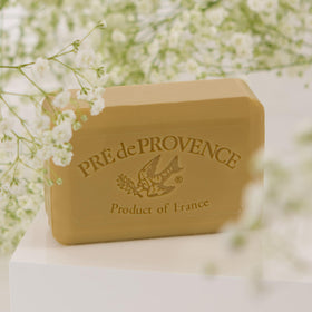 Pre de Provence verbena bar inside a shower demonstrating everyday use