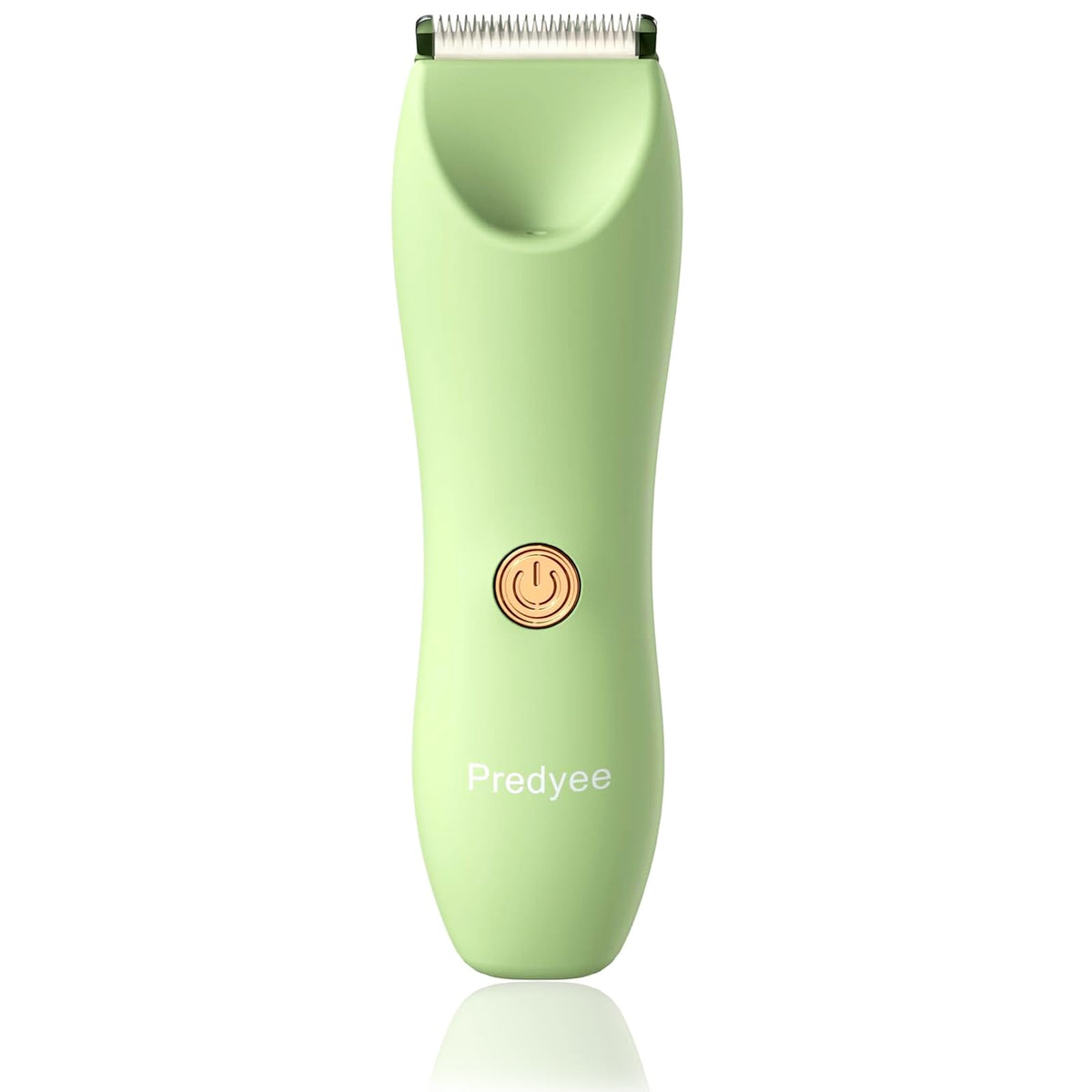 Predyee front view of trimmer and box showing compact design and portability