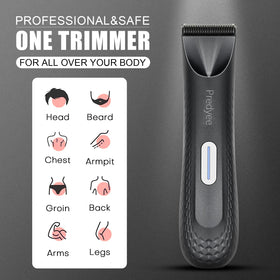 Predyee trimmer on bathroom counter styled, suggests everyday grooming ease