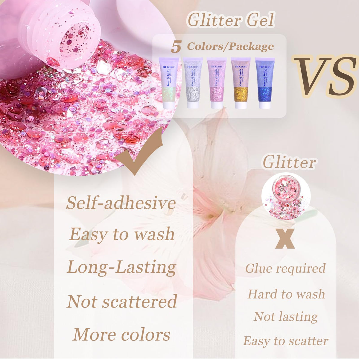 Prehot hairline glitter application detail showing precision and long-wear benefit