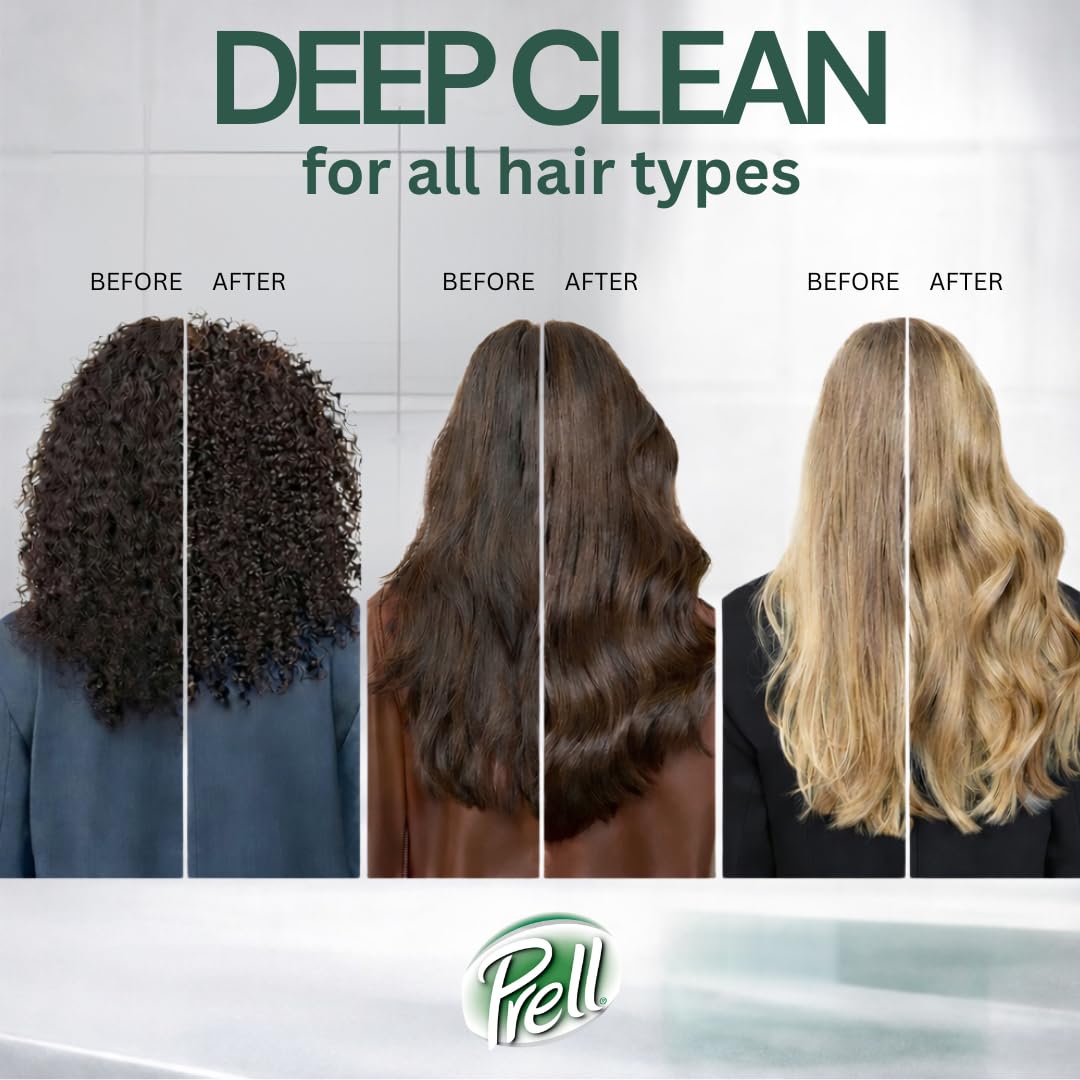 Post-wash shiny hair example showing Prell delivers visible shine and smoother strands