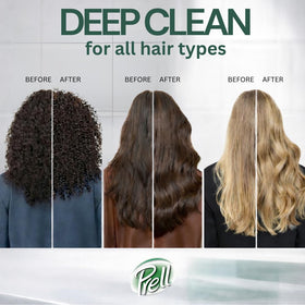Prell before and after hair photo showing restored body and shine benefit