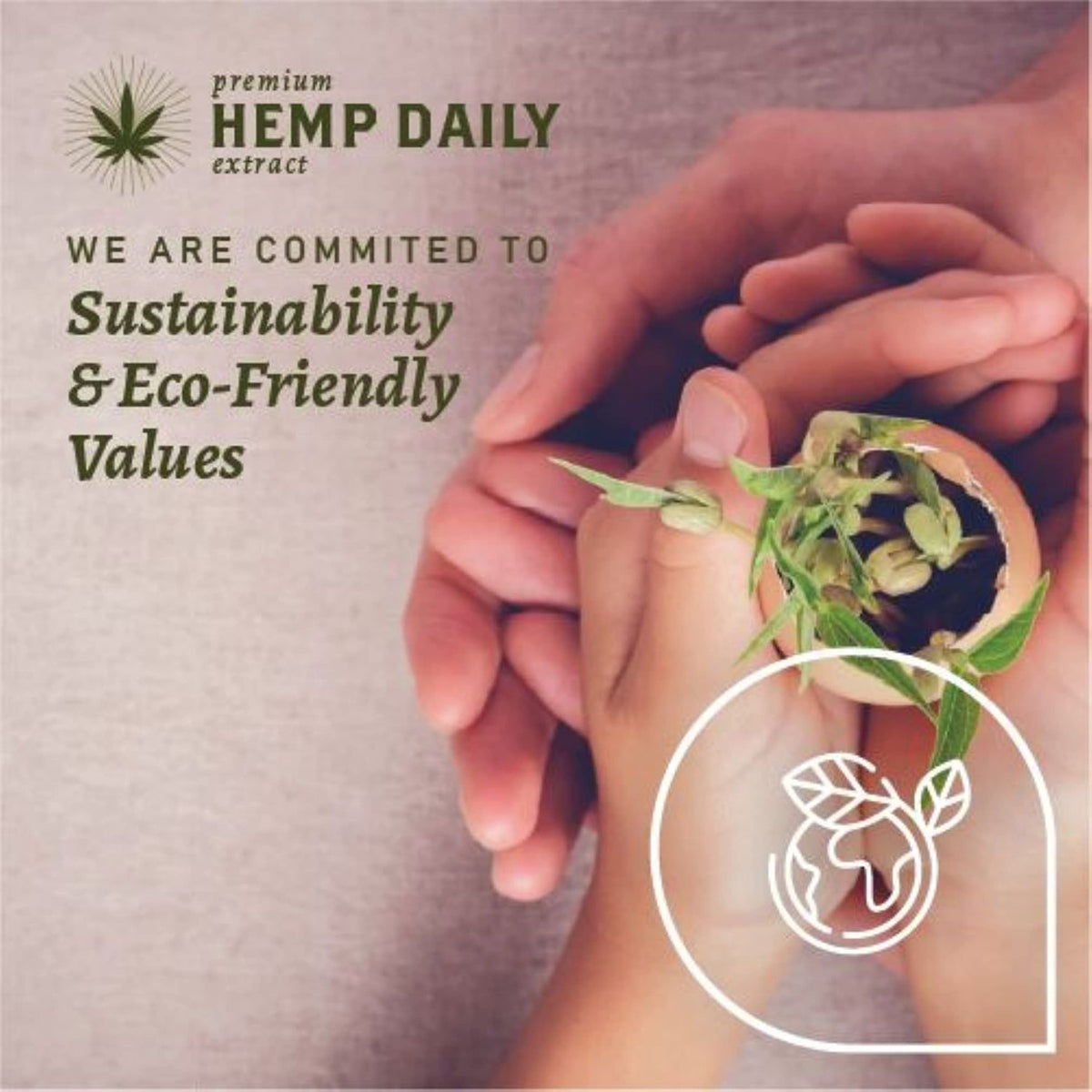 Premium Hemp Extract Daily on bathroom shelf showing daily routine convenience