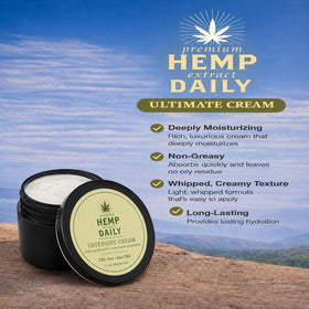 Premium Hemp Extract Daily jar in hand showing compact travel-friendly size