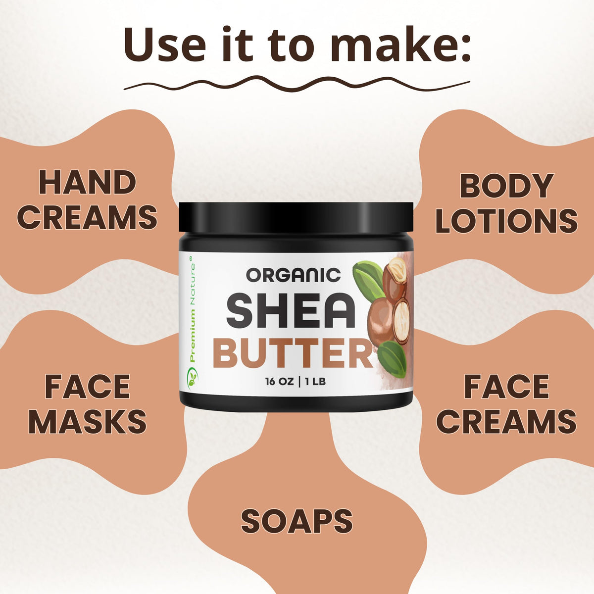 Premium Nature shea butter scooped on spoon ready for mixing, convenient use