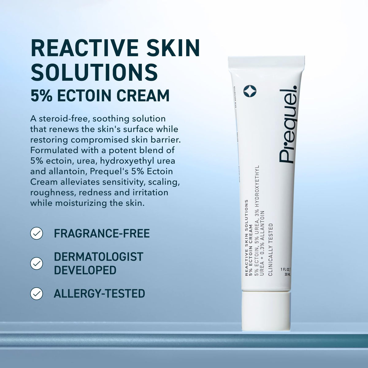Prequel cream texture close-up highlighting rich hydration and smooth application