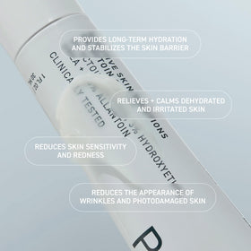Prequel applied to cheek demonstrating gentle calming and reduced redness