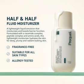 Prequel moisturizer pump dispensing lightweight fluid for easy application