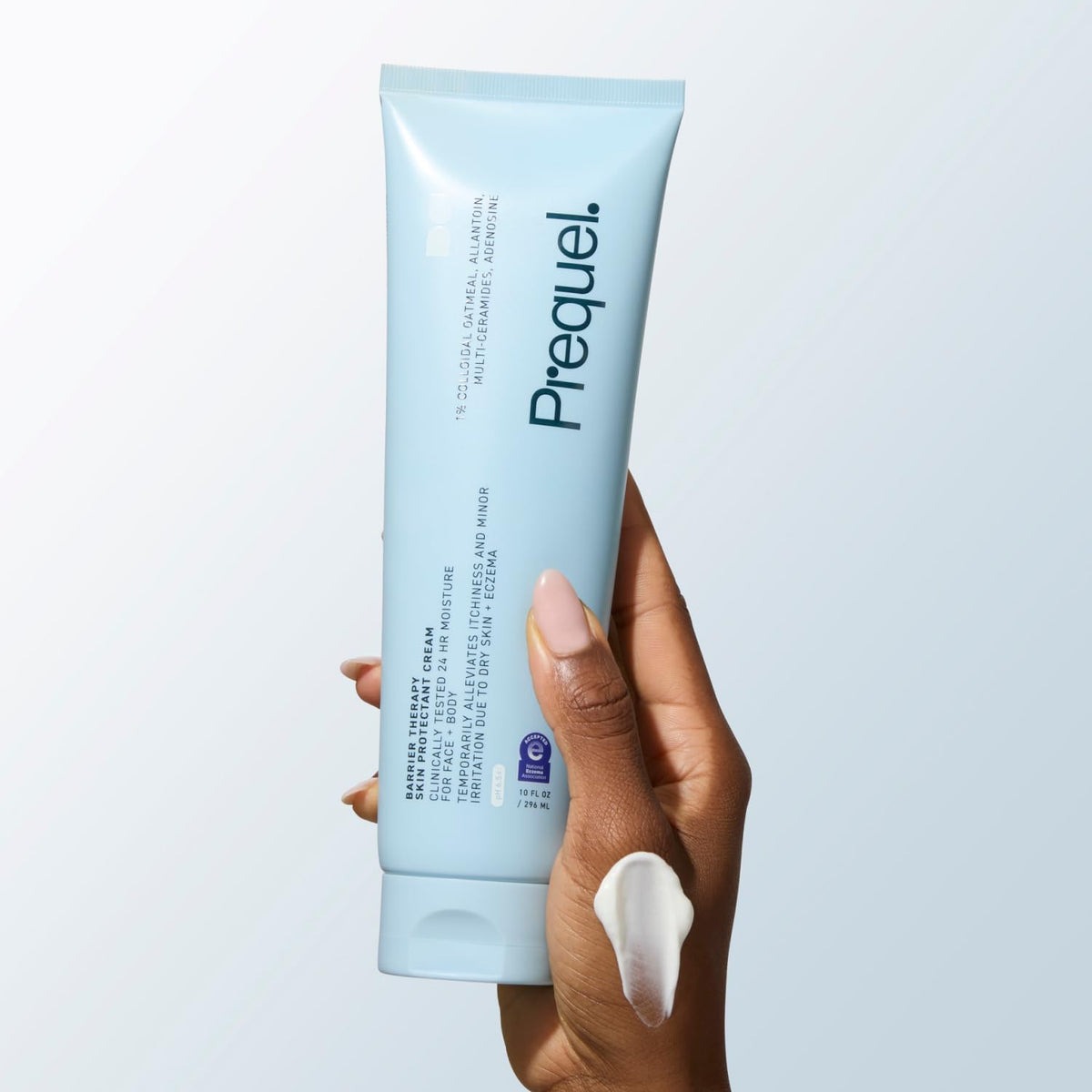 Prequel cream on bathroom counter staged for daily routine convenience