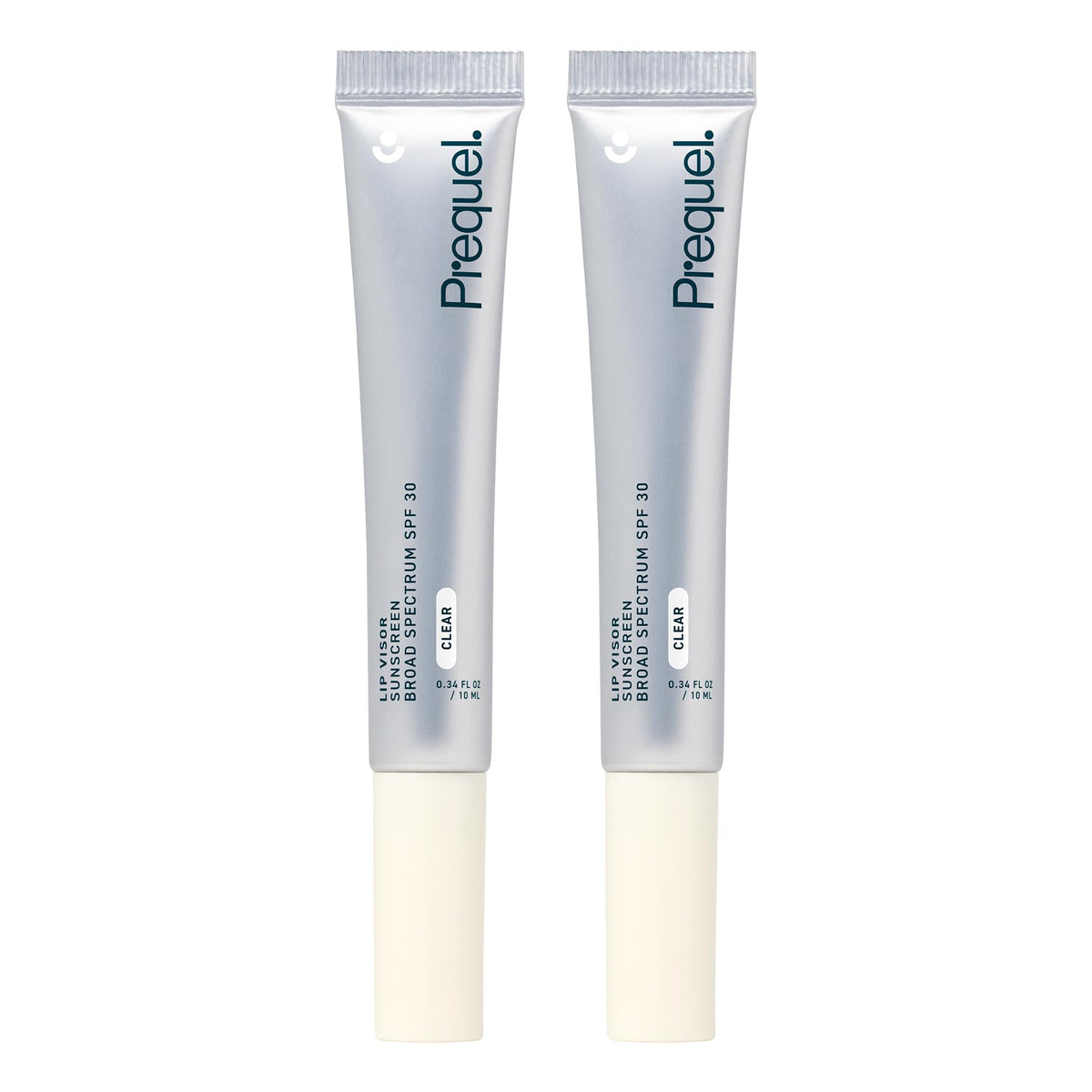 Prequel clear lip balm front packaging showing SPF and mint benefit