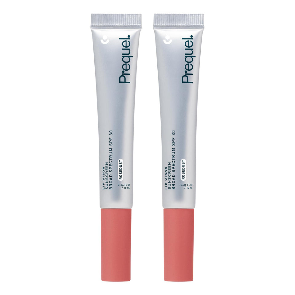 Prequel Lip Visor front packaging showing SPF and tint benefit