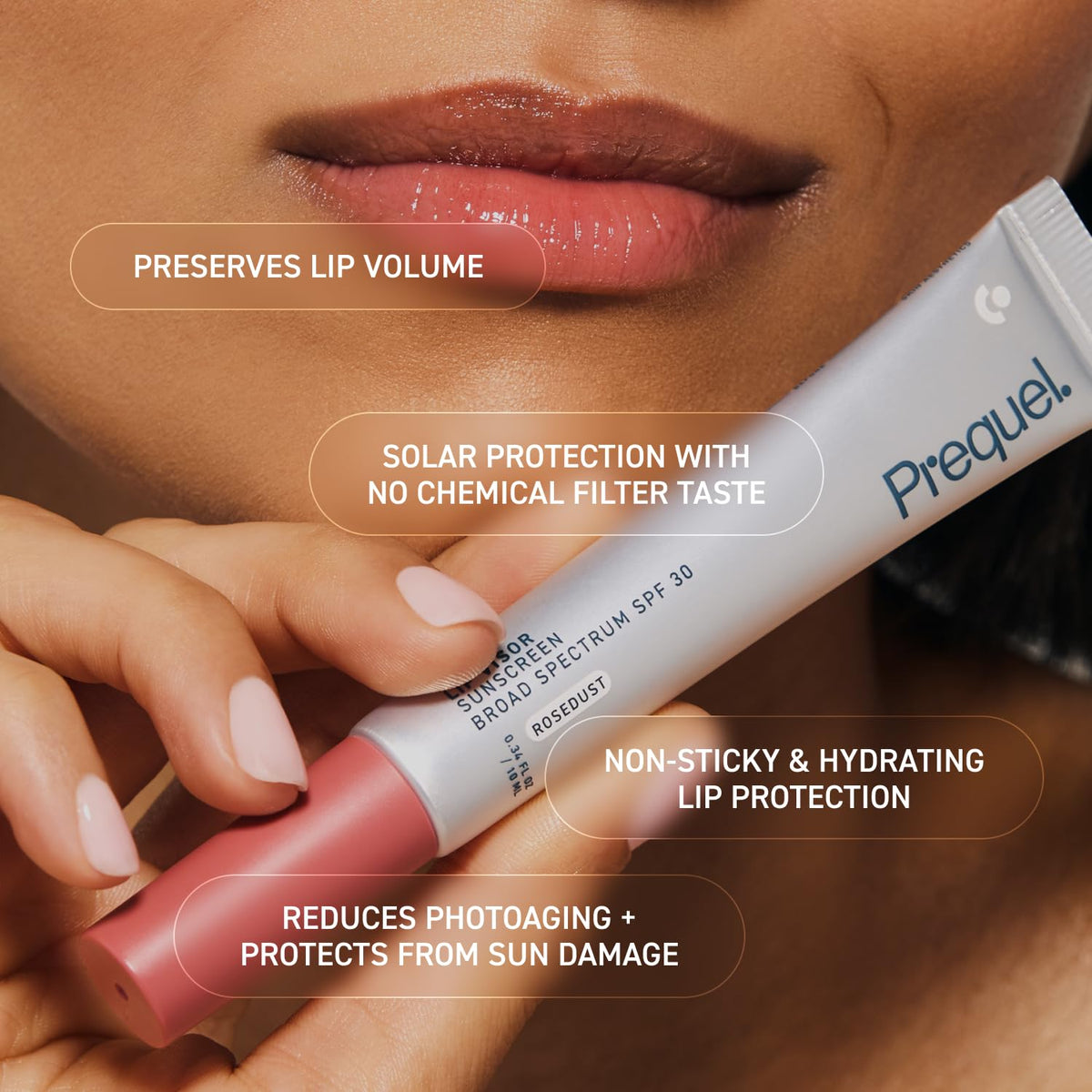 Prequel Lip Visor held in hand showing size and easy portability benefit