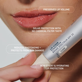 Prequel lip balm in hand for size and travel-friendly portability