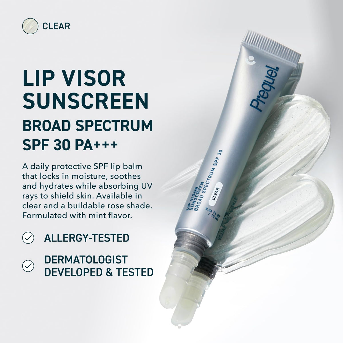 Prequel lip balm twist-up tube open displaying product stick and ease of use
