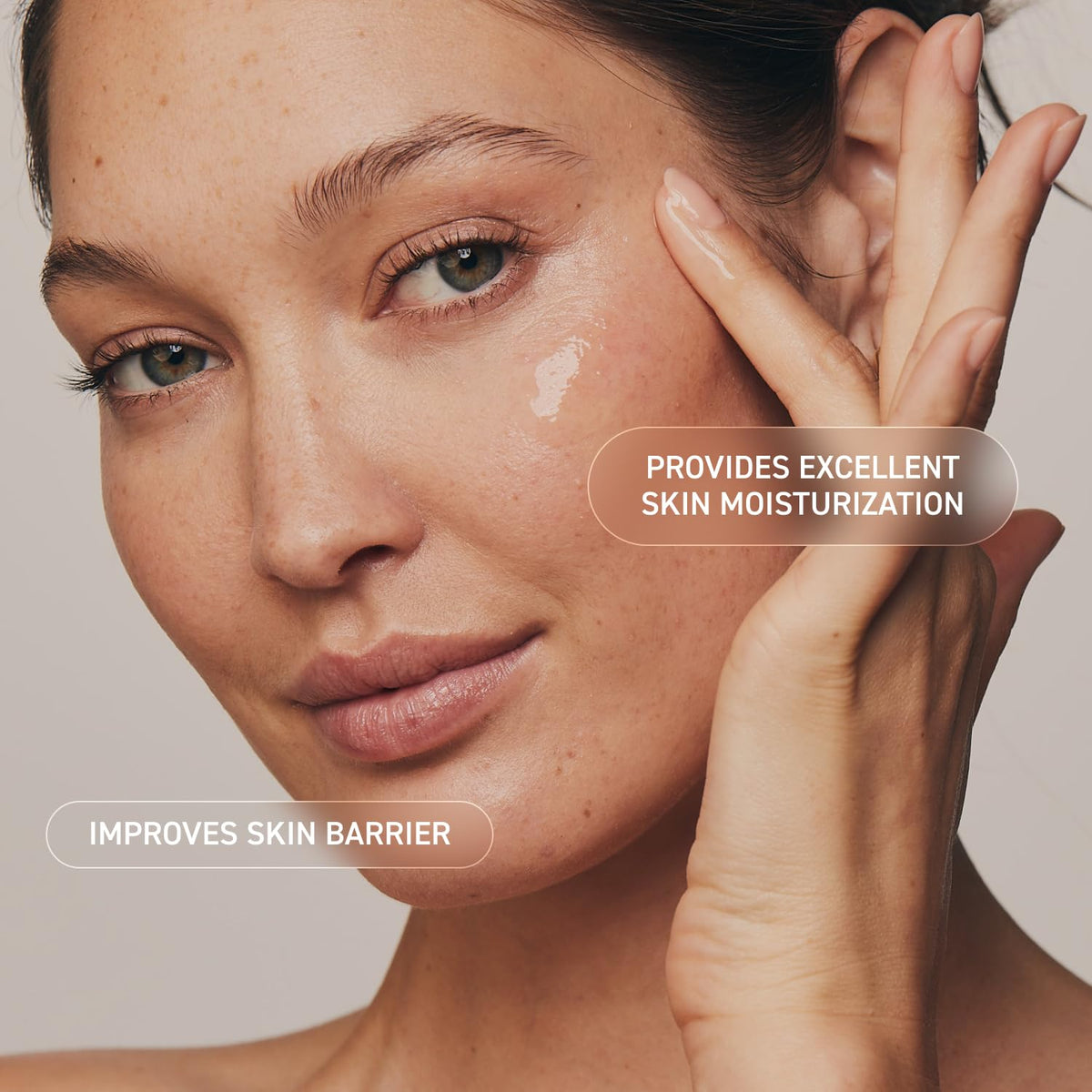 Prequel serum applied on hand illustrating smooth spread and immediate hydration