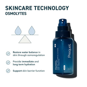 Prequel close-up of lightweight liquid texture highlighting non-sticky absorption benefit