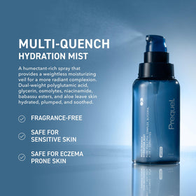 Prequel mist spray in motion delivering an even fine mist for quick hydration