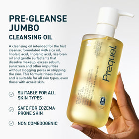 Prequel pump dispensing cleanser, hygienic controlled application benefit