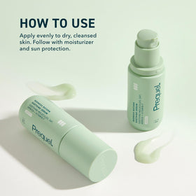 Prequel Redness Reform applied to cheek showing immediate cooling and reduced redness benefit