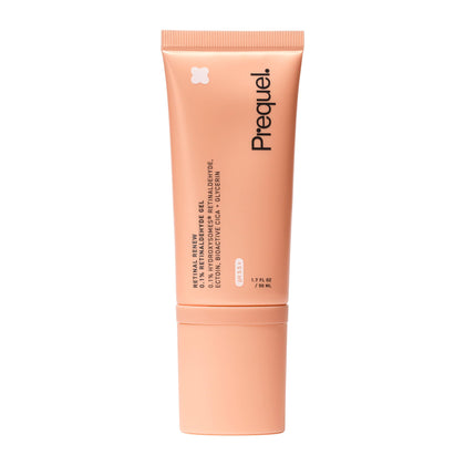 Prequel front gel tube showing product and clear benefits
