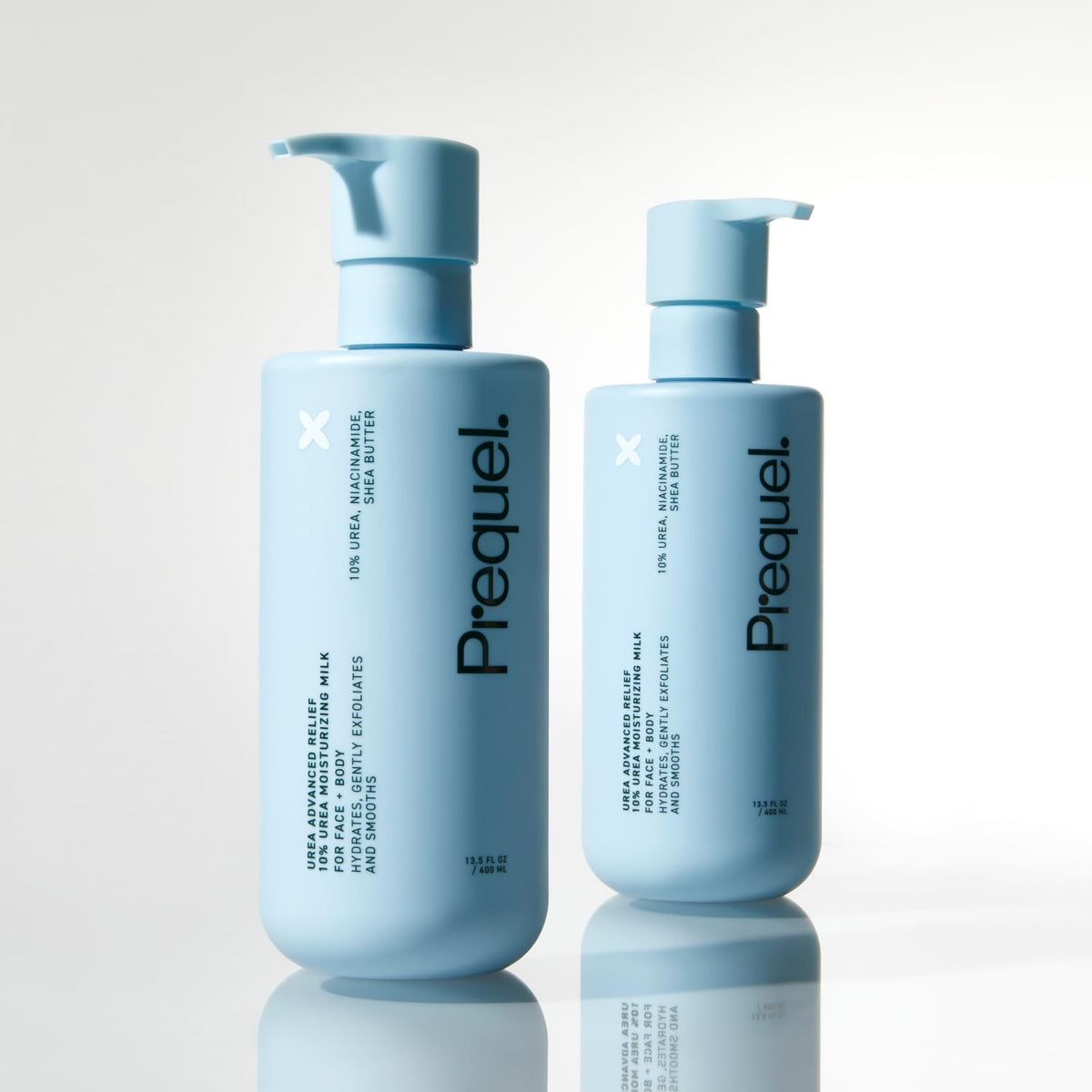 Prequel bottle on bathroom shelf lifestyle shot conveying daily skincare routine