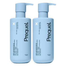 Prequel front packaging showing two pump bottles and brand clarity for easy use