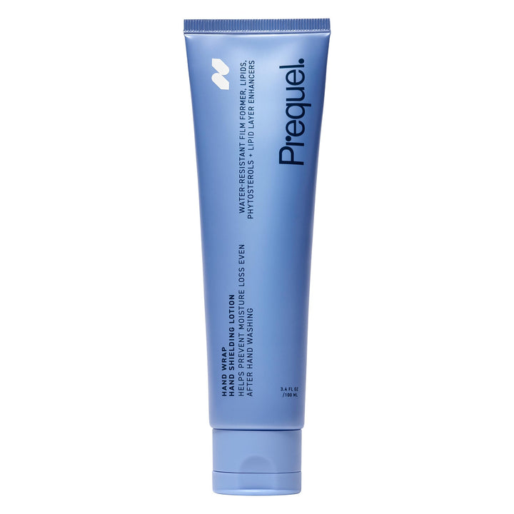Prequel Skin front packaging showing tube and branding, conveys protective moisture