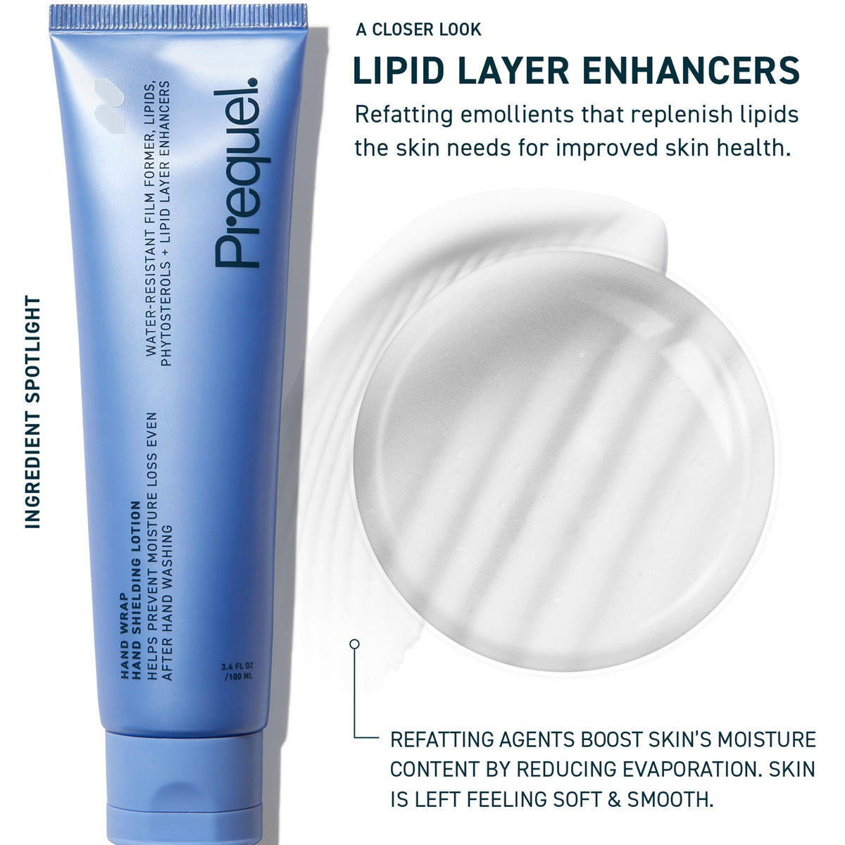 Prequel Skin tube with cap open, highlights convenient travel-ready size