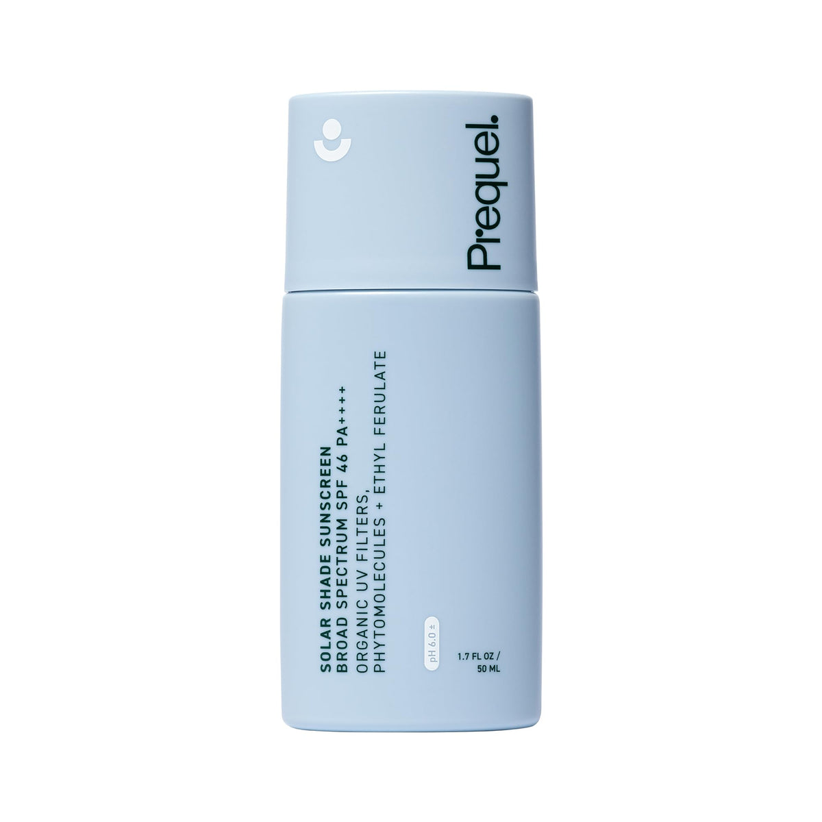 Prequel front tube of Solar Shade showing product branding and SPF benefit
