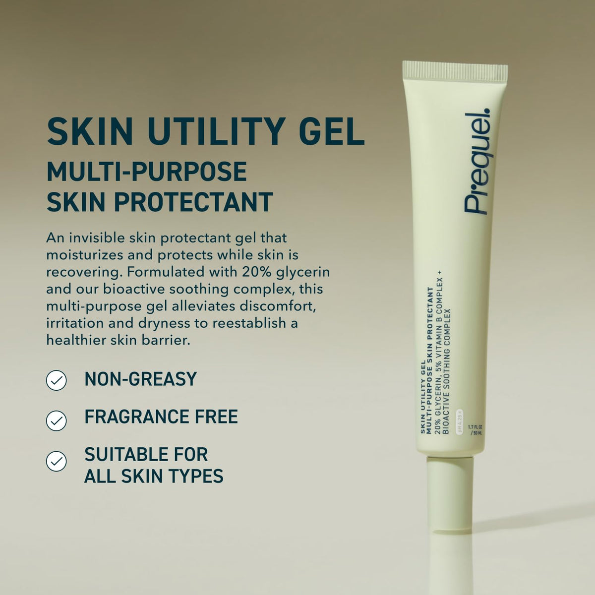 Prequel gel texture close-up highlighting lightweight, fast-absorbing hydration